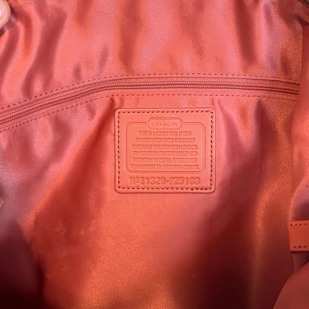 Coach Ashley Dotted Op Art Coral and Beige Tote Bag - Picture 10 of 12